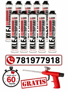 Piano KLEJ DO STYROPIANU  60 sekund x 10 szt + PISTOLET GRATIS  EPS XPS Piana Pianoklej D-COR pro 750 ml od –6°C   
